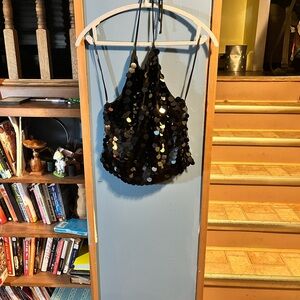 Sequin Black Halter Top